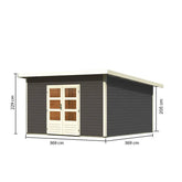 Abri toit plat 13,60m² bois massif gris terre 40mm Northeim 5 – Karibu Ma boutique